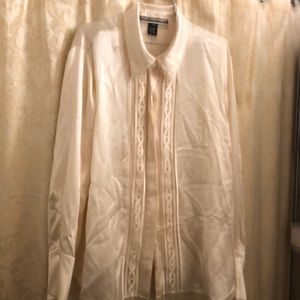 100% silk ivory button down blouse